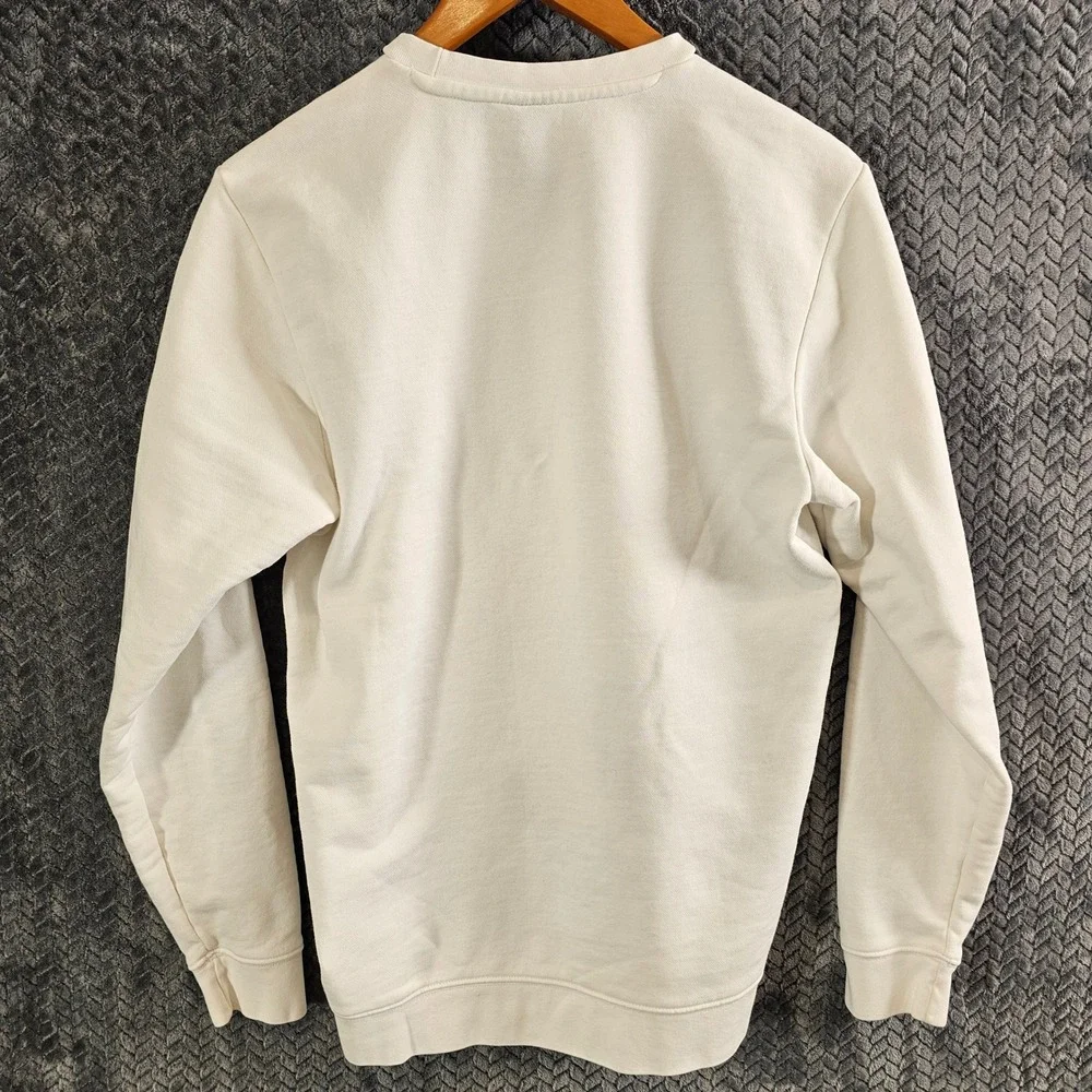 Adidas Mens White Vertical Logo‎ Tape Crewneck Sweatshirt Medium Pullover